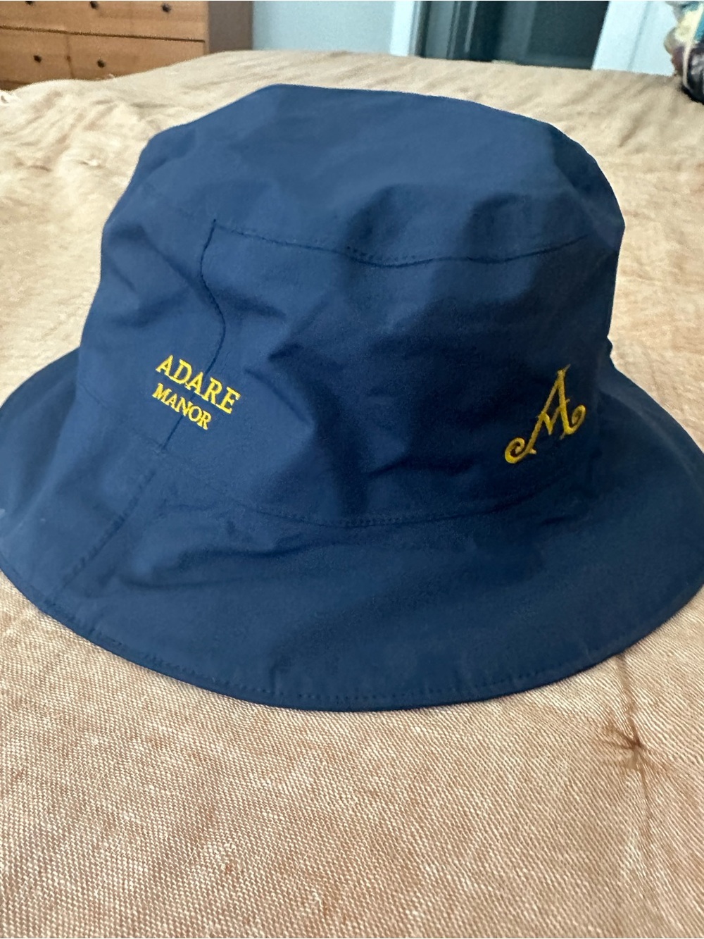 Adare Manor Ireland Authentic Navy Bucket Hat with Gold Embroidery